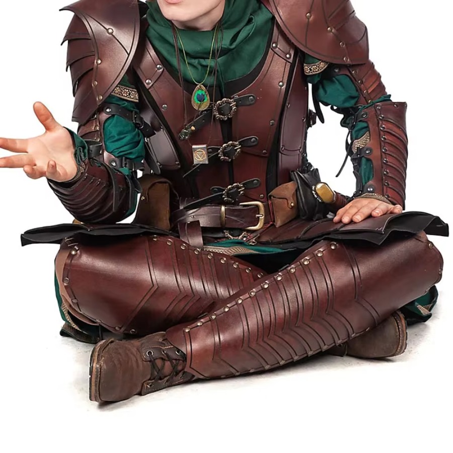 Cosplay Prop - Medieval Elven Knight Leather Leg Shin